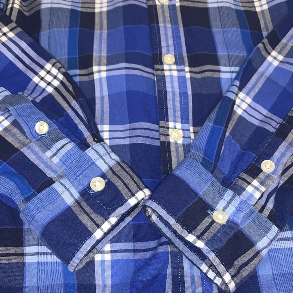 POLO Ralph Lauren blue plaid dress shirt BOYS size 14 16 14/16 - Picture 7 of 10